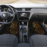 Hawaiian Mango Tribal Tattoo Car Mats Gold Pacific Traditional Pattern LT9 Set 2pcs - Front Gold - Polynesian Pride