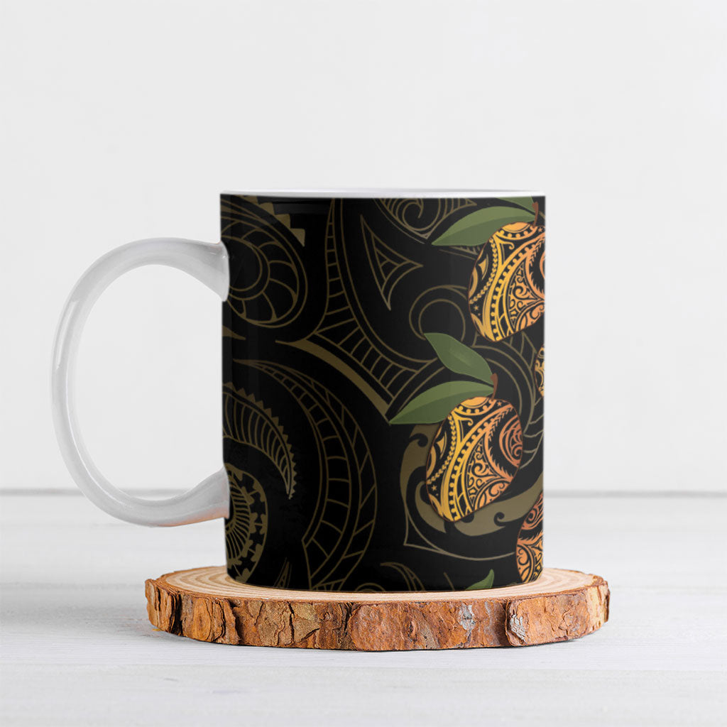 Hawaiian Mango Tribal Tattoo Ceramic Mug Gold Pacific Traditional Pattern LT9 Gold - Polynesian Pride