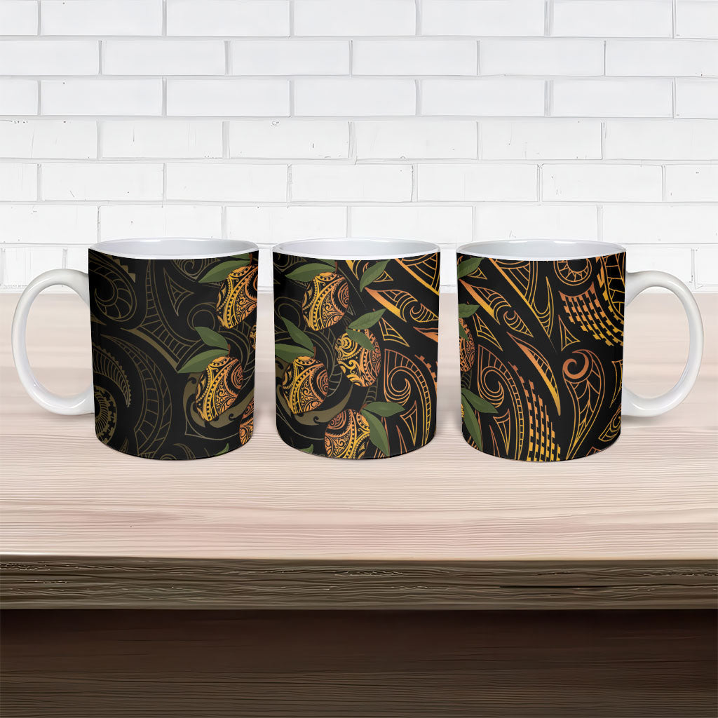 Hawaiian Mango Tribal Tattoo Ceramic Mug Gold Pacific Traditional Pattern LT9 - Polynesian Pride