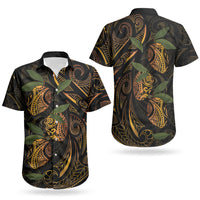 Hawaiian Mango Tribal Tattoo Couples Matching Mermaid Dress and Hawaiian Shirt Gold Pacific Traditional Pattern LT9 - Polynesian Pride
