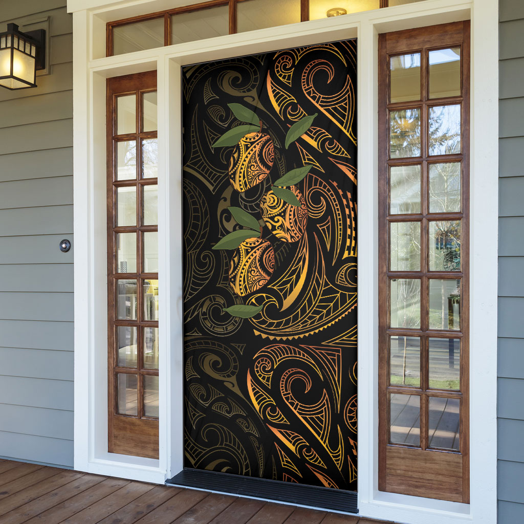Hawaiian Mango Tribal Tattoo Door Cover Gold Pacific Traditional Pattern LT9 - Polynesian Pride