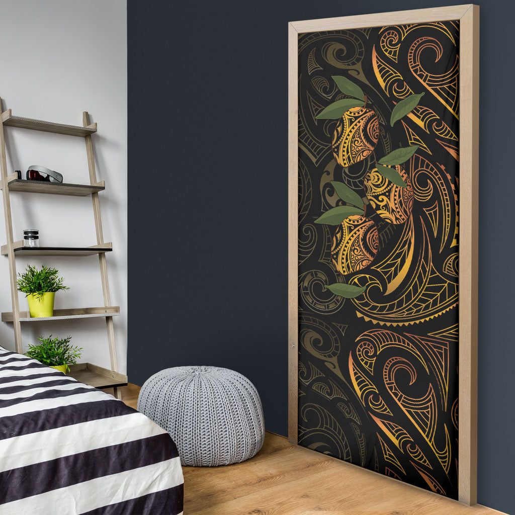 Hawaiian Mango Tribal Tattoo Door Cover Gold Pacific Traditional Pattern LT9 - Polynesian Pride
