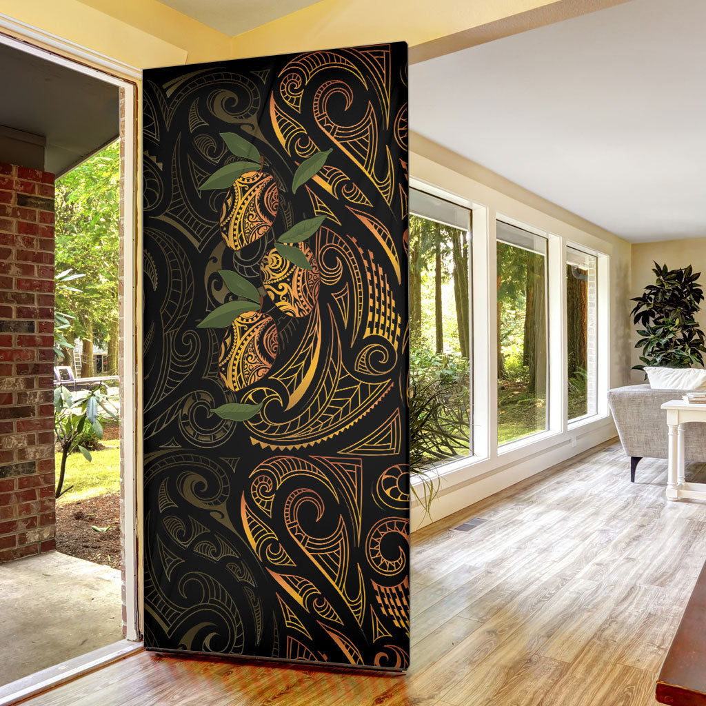 Hawaiian Mango Tribal Tattoo Door Cover Gold Pacific Traditional Pattern LT9 - Polynesian Pride