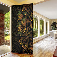 Hawaiian Mango Tribal Tattoo Door Cover Gold Pacific Traditional Pattern LT9 - Polynesian Pride