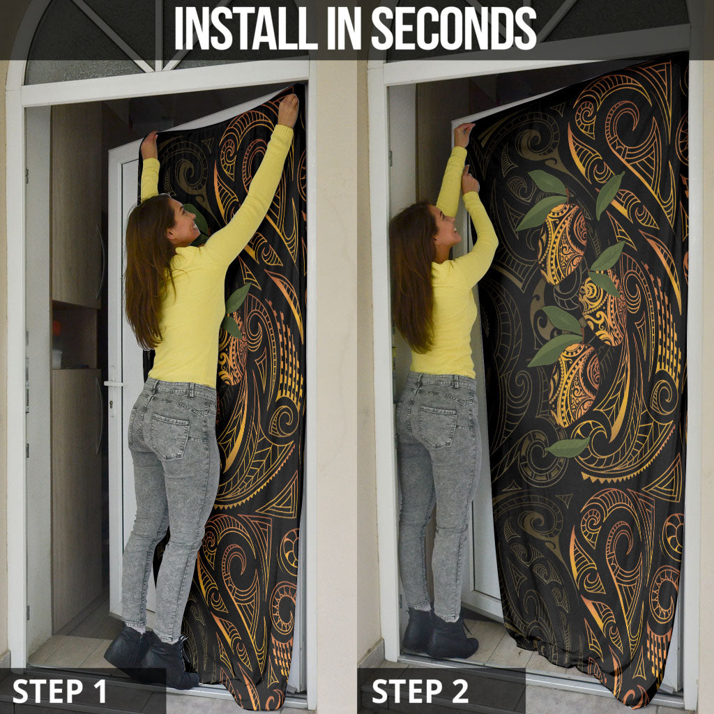 Hawaiian Mango Tribal Tattoo Door Cover Gold Pacific Traditional Pattern LT9 - Polynesian Pride