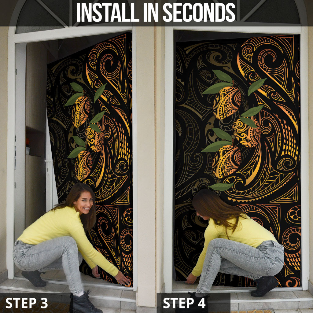 Hawaiian Mango Tribal Tattoo Door Cover Gold Pacific Traditional Pattern LT9 - Polynesian Pride