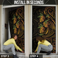 Hawaiian Mango Tribal Tattoo Door Cover Gold Pacific Traditional Pattern LT9 - Polynesian Pride