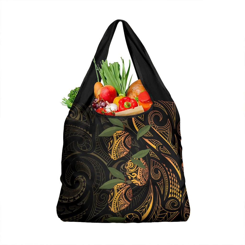Hawaiian Mango Tribal Tattoo Grocery Bag Gold Pacific Traditional Pattern LT9 1-pack One Size Gold - Polynesian Pride