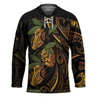 Hawaiian Mango Tribal Tattoo Hockey Jersey Gold Pacific Traditional Pattern LT9 Unisex Gold - Polynesian Pride