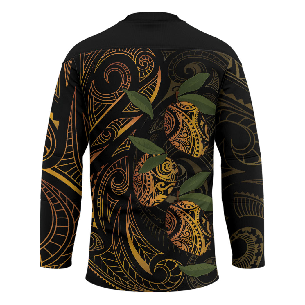 Hawaiian Mango Tribal Tattoo Hockey Jersey Gold Pacific Traditional Pattern LT9 - Polynesian Pride