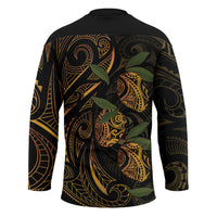 Hawaiian Mango Tribal Tattoo Hockey Jersey Gold Pacific Traditional Pattern LT9 - Polynesian Pride