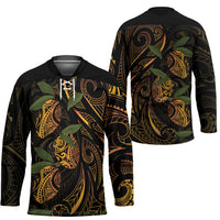 Hawaiian Mango Tribal Tattoo Hockey Jersey Gold Pacific Traditional Pattern LT9 - Polynesian Pride