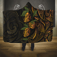 Hawaiian Mango Tribal Tattoo Hooded Blanket Gold Pacific Traditional Pattern LT9 - Polynesian Pride