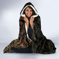 Hawaiian Mango Tribal Tattoo Hooded Blanket Gold Pacific Traditional Pattern LT9 - Polynesian Pride