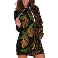 Hawaiian Mango Tribal Tattoo Hoodie Dress Gold Pacific Traditional Pattern LT9 Gold - Polynesian Pride