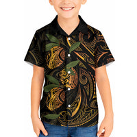 Hawaiian Mango Tribal Tattoo Kid Hawaiian Shirt Gold Pacific Traditional Pattern LT9 Kid Gold - Polynesian Pride