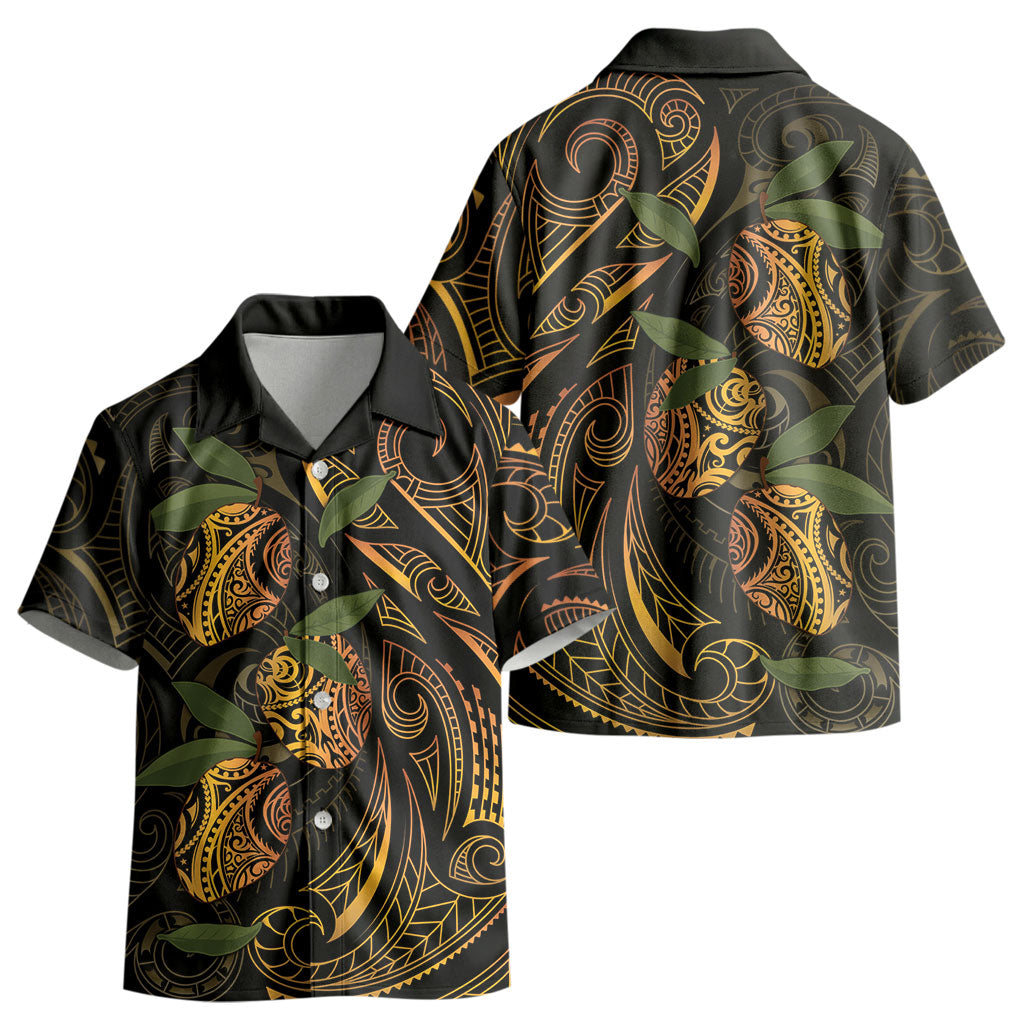 Hawaiian Mango Tribal Tattoo Kid Hawaiian Shirt Gold Pacific Traditional Pattern LT9 - Polynesian Pride