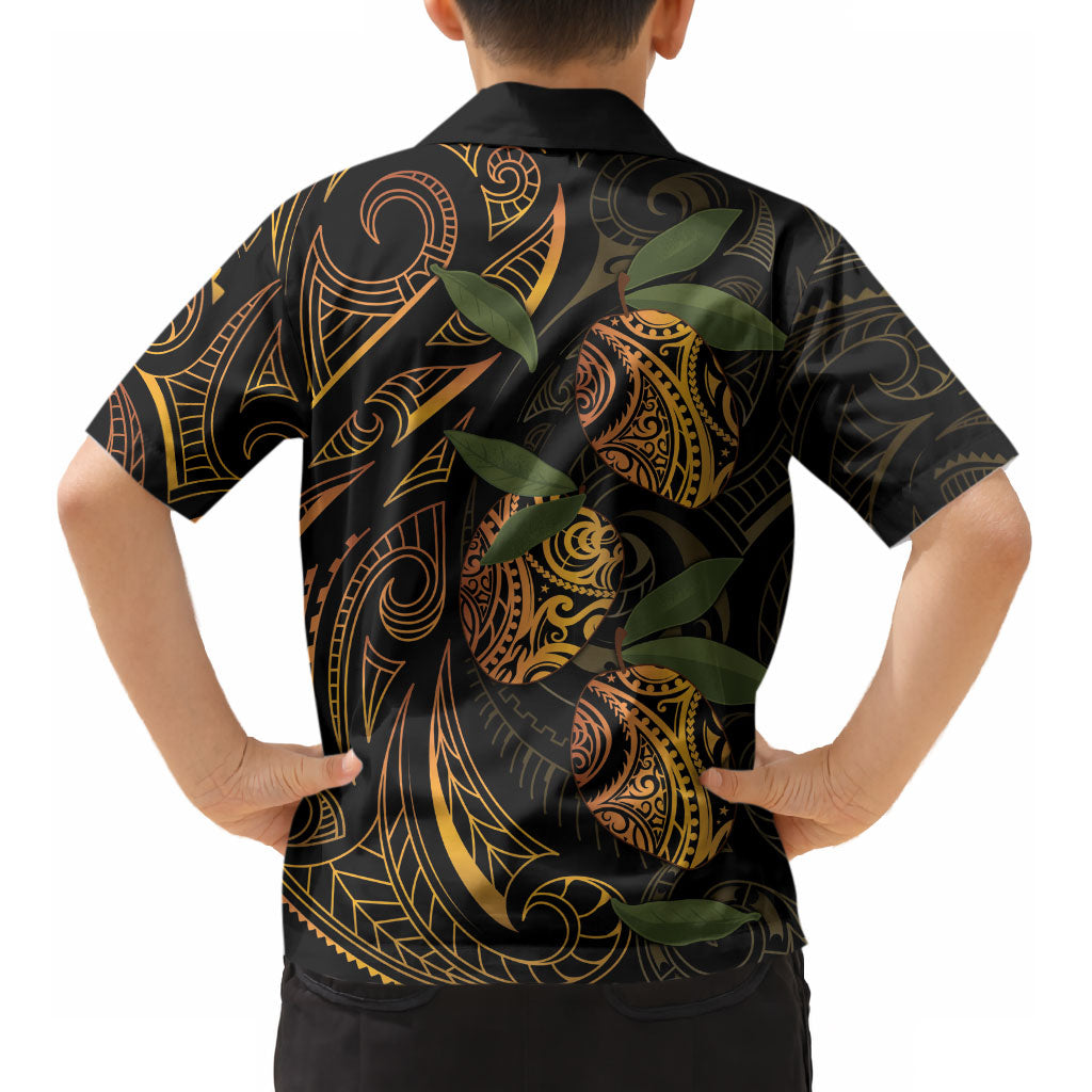 Hawaiian Mango Tribal Tattoo Kid Hawaiian Shirt Gold Pacific Traditional Pattern LT9 - Polynesian Pride