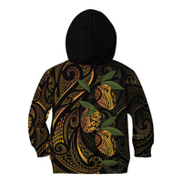 Hawaiian Mango Tribal Tattoo Kid Hoodie Gold Pacific Traditional Pattern LT9 - Polynesian Pride