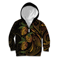 Hawaiian Mango Tribal Tattoo Kid Hoodie Gold Pacific Traditional Pattern LT9 Zip Hoodie Gold - Polynesian Pride