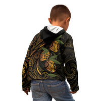 Hawaiian Mango Tribal Tattoo Kid Hoodie Gold Pacific Traditional Pattern LT9 - Polynesian Pride