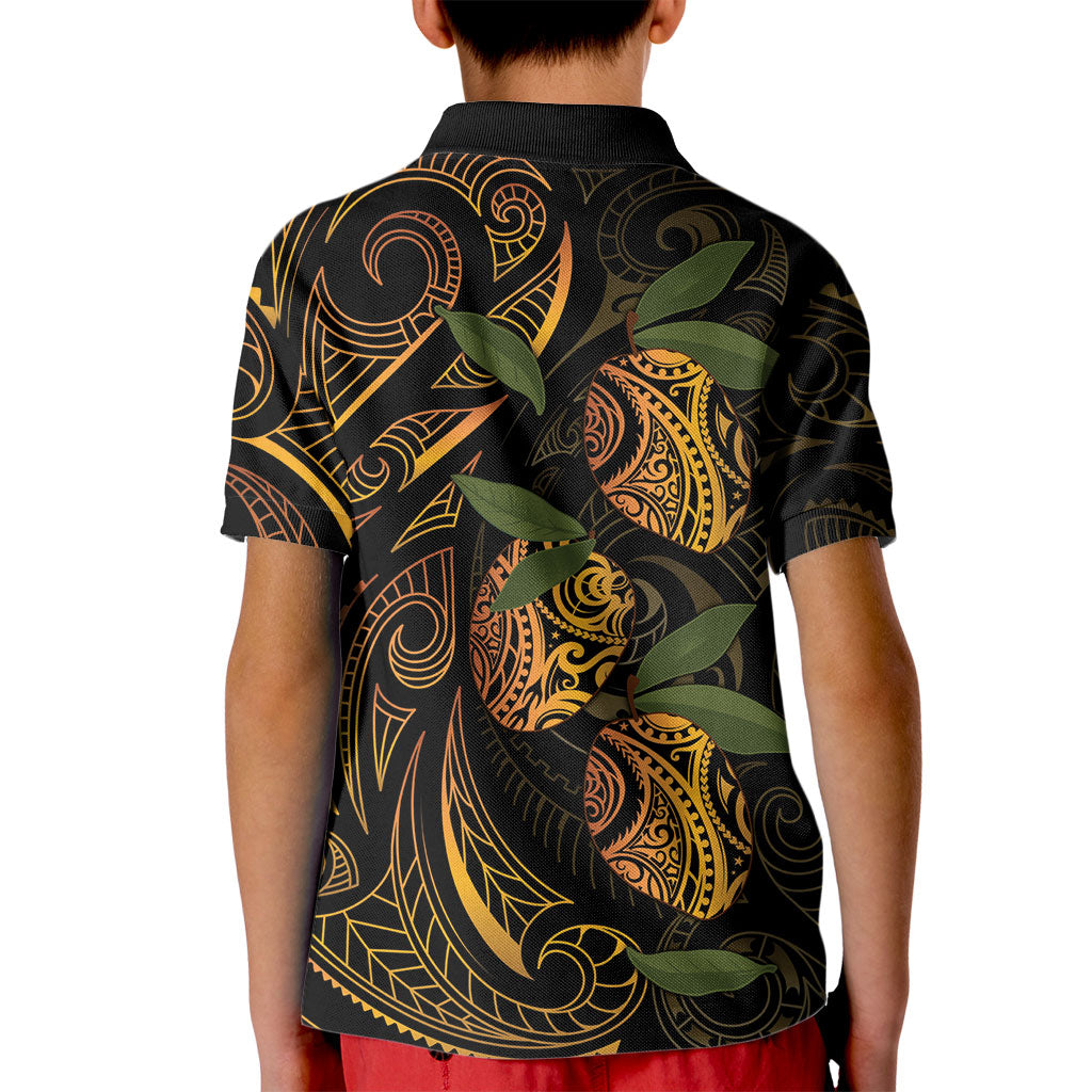 Hawaiian Mango Tribal Tattoo Kid Polo Shirt Gold Pacific Traditional Pattern LT9 - Polynesian Pride