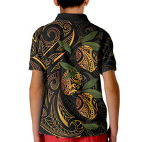 Hawaiian Mango Tribal Tattoo Kid Polo Shirt Gold Pacific Traditional Pattern LT9 - Polynesian Pride