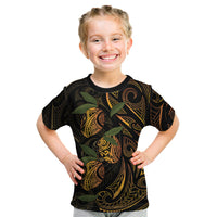 Hawaiian Mango Tribal Tattoo Kid T Shirt Gold Pacific Traditional Pattern LT9 Gold - Polynesian Pride