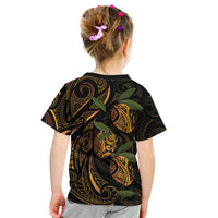 Hawaiian Mango Tribal Tattoo Kid T Shirt Gold Pacific Traditional Pattern LT9 - Polynesian Pride