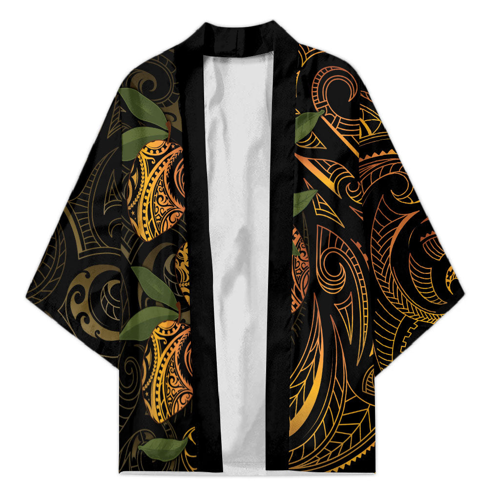 Hawaiian Mango Tribal Tattoo Kimono Gold Pacific Traditional Pattern LT9 Unisex Gold - Polynesian Pride