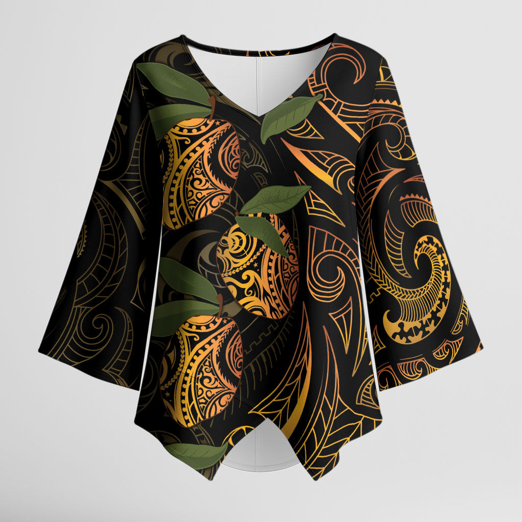 Hawaiian Mango Tribal Tattoo Kimono Sleeve Blouse Gold Pacific Traditional Pattern LT9 Female Gold - Polynesian Pride