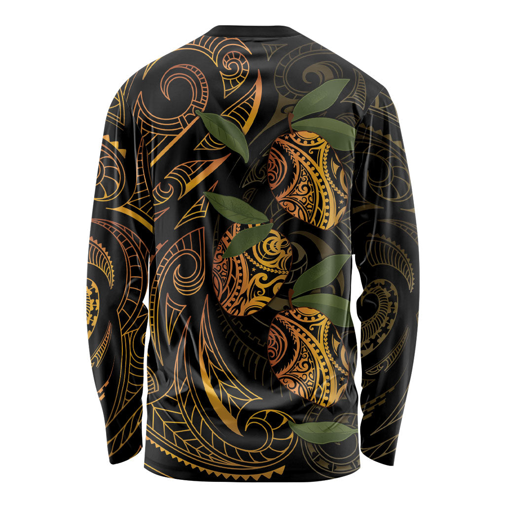 Hawaiian Mango Tribal Tattoo Long Sleeve Shirt Gold Pacific Traditional Pattern LT9 - Polynesian Pride