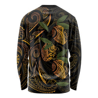 Hawaiian Mango Tribal Tattoo Long Sleeve Shirt Gold Pacific Traditional Pattern LT9 - Polynesian Pride