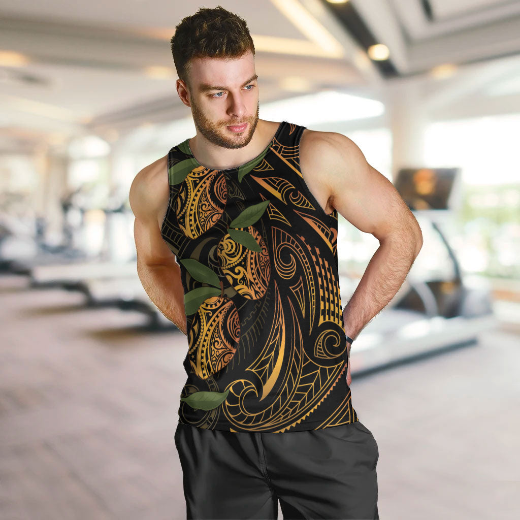 Hawaiian Mango Tribal Tattoo Men Tank Top Gold Pacific Traditional Pattern LT9 Gold - Polynesian Pride