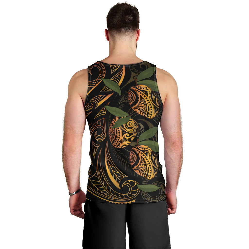 Hawaiian Mango Tribal Tattoo Men Tank Top Gold Pacific Traditional Pattern LT9 - Polynesian Pride