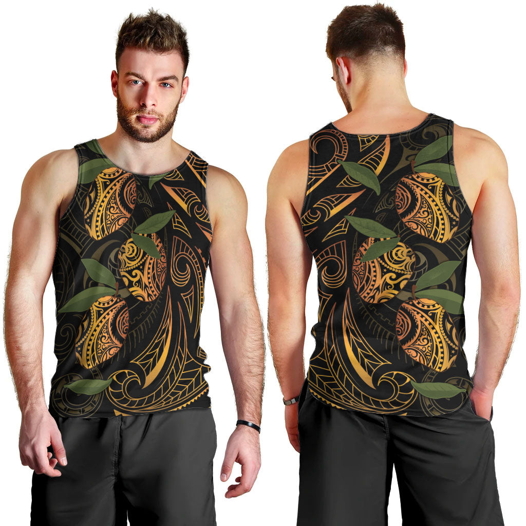Hawaiian Mango Tribal Tattoo Men Tank Top Gold Pacific Traditional Pattern LT9 - Polynesian Pride