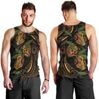 Hawaiian Mango Tribal Tattoo Men Tank Top Gold Pacific Traditional Pattern LT9 - Polynesian Pride
