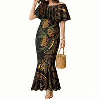Hawaiian Mango Tribal Tattoo Mermaid Dress Gold Pacific Traditional Pattern LT9 Women Gold - Polynesian Pride
