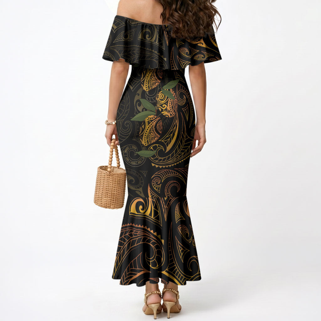 Hawaiian Mango Tribal Tattoo Mermaid Dress Gold Pacific Traditional Pattern LT9 - Polynesian Pride