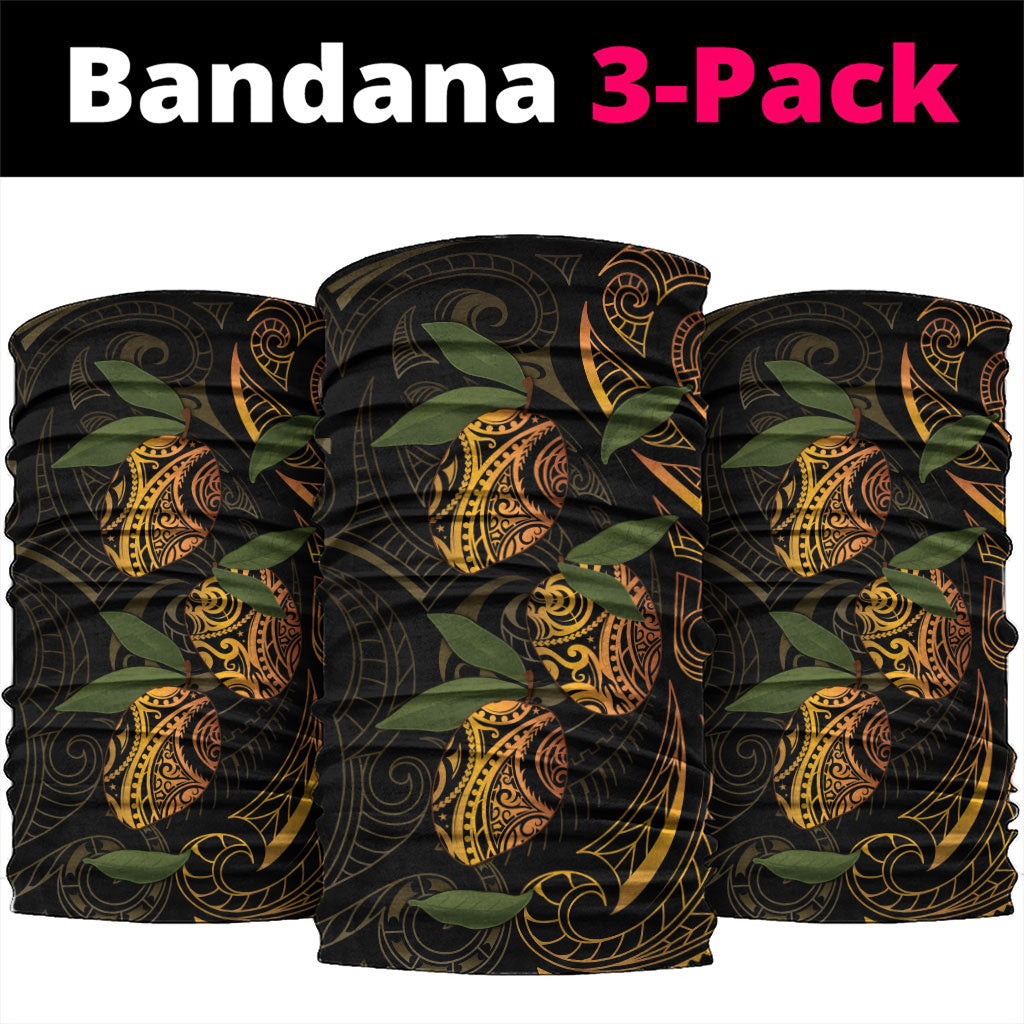 Hawaiian Mango Tribal Tattoo Neck Gaiter Gold Pacific Traditional Pattern LT9 package One Size: 25*50cm Gold - Polynesian Pride