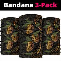 Hawaiian Mango Tribal Tattoo Neck Gaiter Gold Pacific Traditional Pattern LT9 package One Size: 25*50cm Gold - Polynesian Pride
