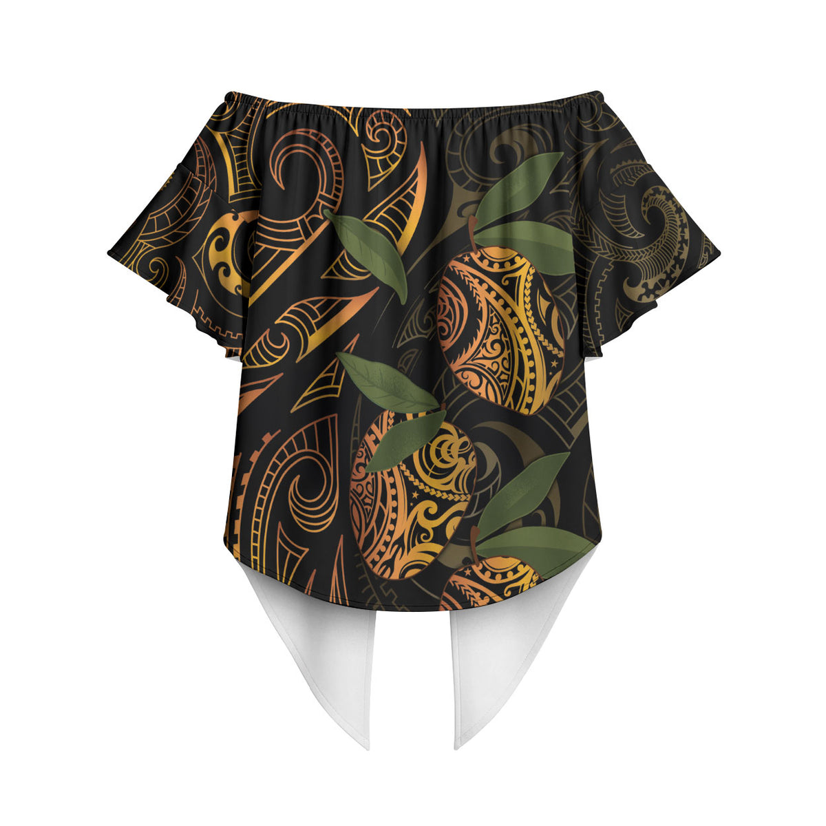 Hawaiian Mango Tribal Tattoo Off Shoulder Wrap Waist Top Gold Pacific Traditional Pattern LT9 - Polynesian Pride