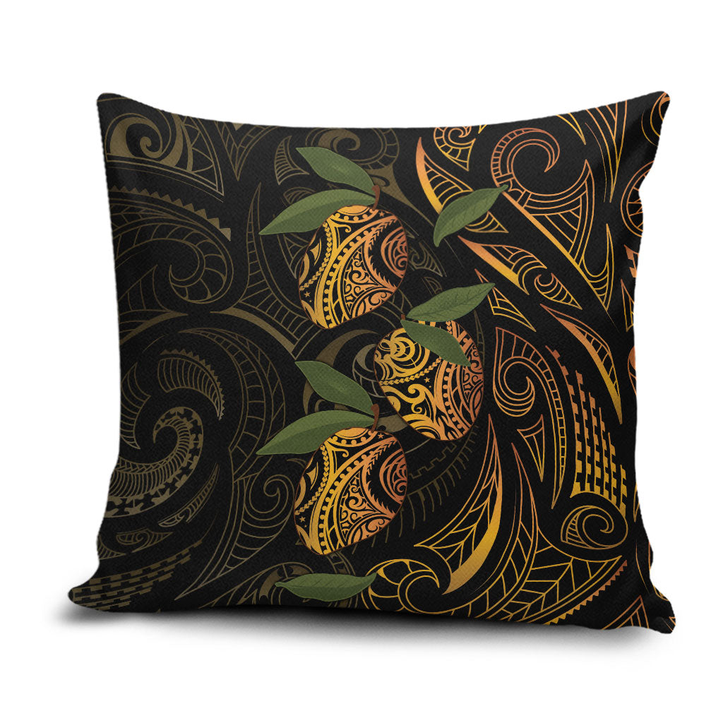 Hawaiian Mango Tribal Tattoo Pillow Cover Gold Pacific Traditional Pattern LT9 Gold - Polynesian Pride