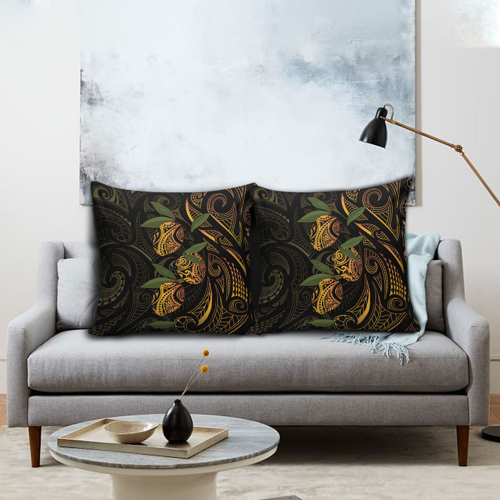 Hawaiian Mango Tribal Tattoo Pillow Cover Gold Pacific Traditional Pattern LT9 - Polynesian Pride