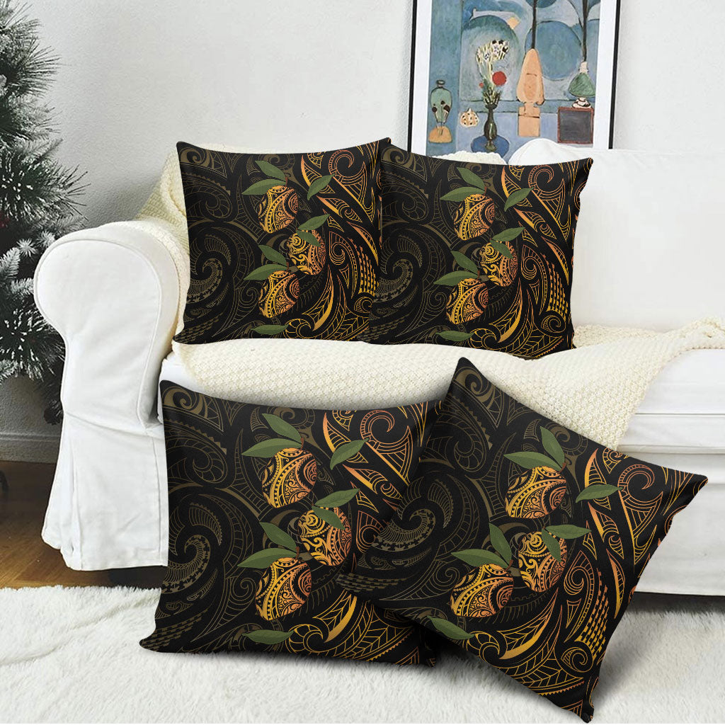 Hawaiian Mango Tribal Tattoo Pillow Cover Gold Pacific Traditional Pattern LT9 - Polynesian Pride