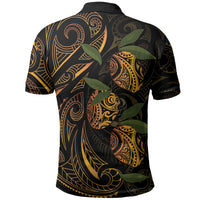 Hawaiian Mango Tribal Tattoo Polo Shirt Gold Pacific Traditional Pattern LT9 - Polynesian Pride