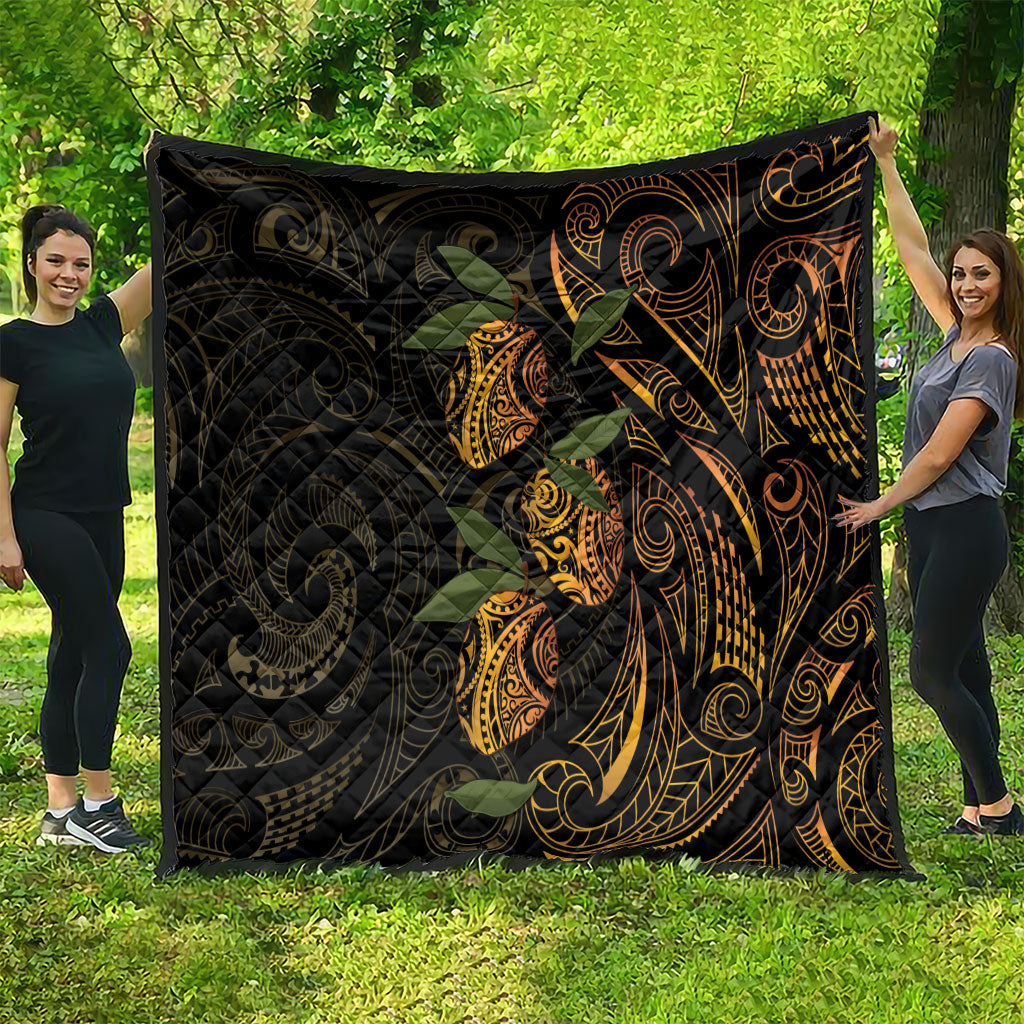 Hawaiian Mango Tribal Tattoo Quilt Gold Pacific Traditional Pattern LT9 - Polynesian Pride