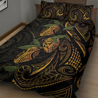 Hawaiian Mango Tribal Tattoo Quilt Bed Set Gold Pacific Traditional Pattern LT9 - Polynesian Pride