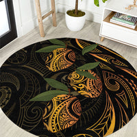 Hawaiian Mango Tribal Tattoo Round Carpet Gold Pacific Traditional Pattern LT9 Gold - Polynesian Pride