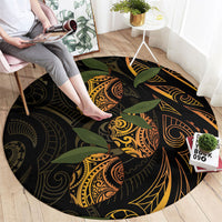 Hawaiian Mango Tribal Tattoo Round Carpet Gold Pacific Traditional Pattern LT9 - Polynesian Pride